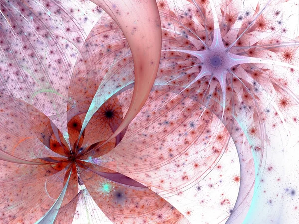Flor fractal roja simétrica, obra de arte digital — Foto de Stock