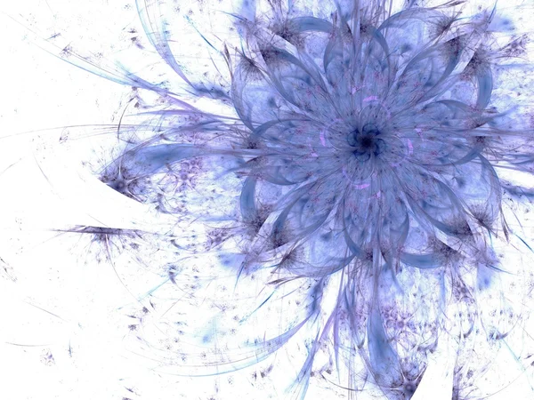 Symmetrical blue fractal flower, digital artwork — Stock Photo, Image