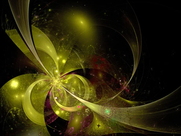Symmetrische Gold fraktale Blume, digitales Kunstwerk — Stockfoto