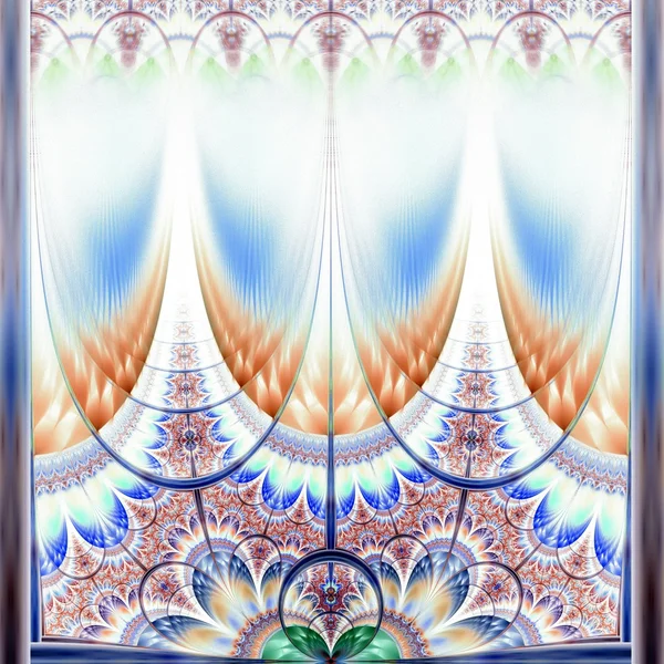 Flor fractal azul oro simétrico — Foto de Stock