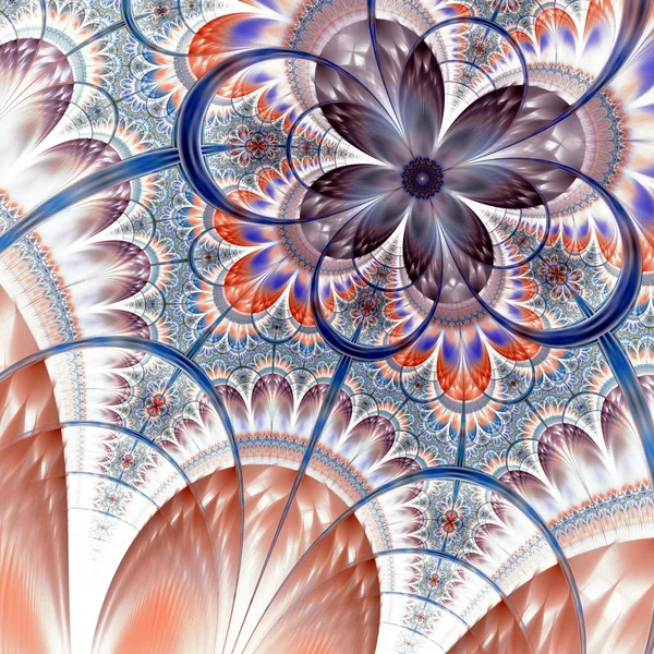 Flor fractal azul dourada simétrica — Fotografia de Stock
