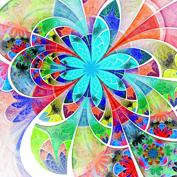 Симметричный красочный один фрактальный цветок, цифровые произведения искусства — стоковое фото
