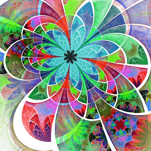 对称花色彩艳丽一分形，数码艺术作品 — 图库照片