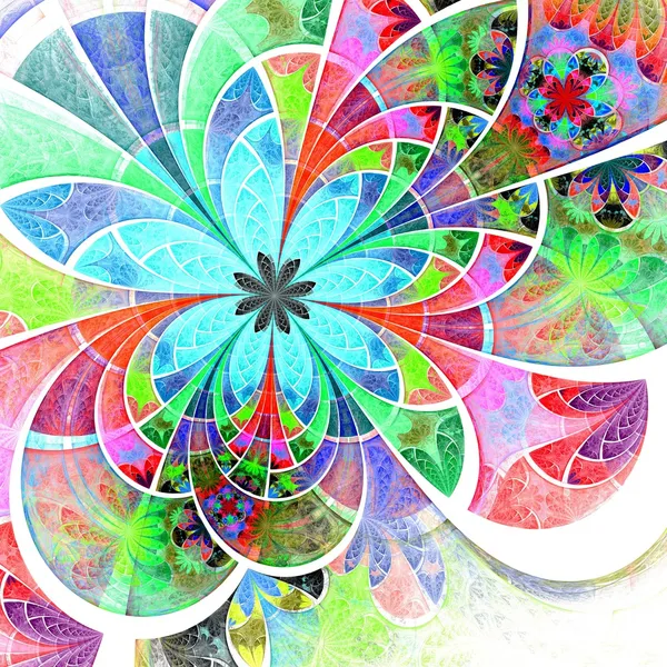 Symmetric colorful one fractal flower, digital artwork — Stock Photo, Image