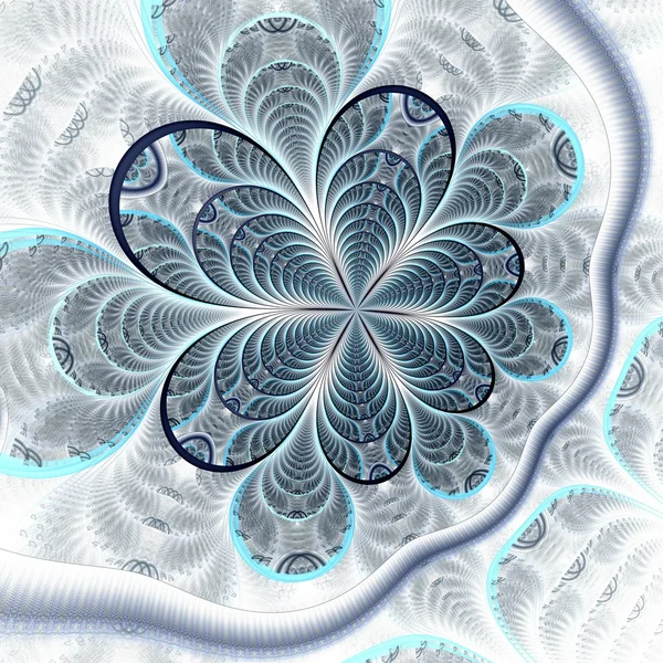 Symmetrische kleurrijke donker blauwe fractal bloem, — Stockfoto