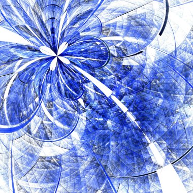 renkli fraktal çiçek deseni, mavi dijital sanat