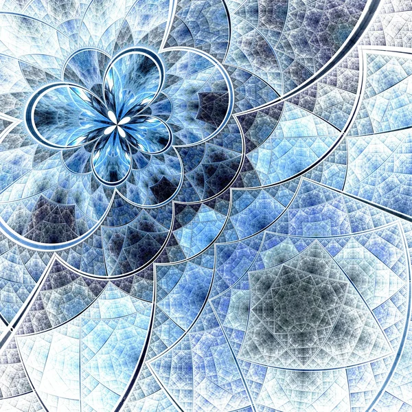 Patrón de flor fractal colorido, obra de arte digital azul — Foto de Stock