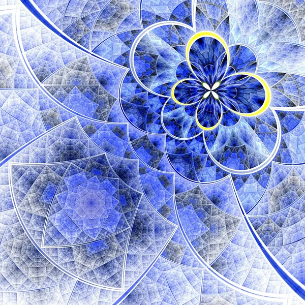 Patrón de flor fractal colorido, obra de arte digital azul —  Fotos de Stock