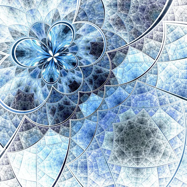 Modèle de fleur fractale colorée, illustration numérique bleue — Photo