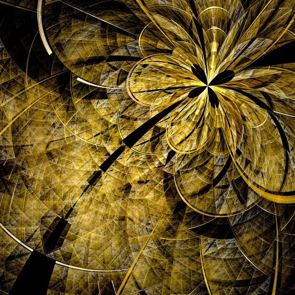 Renkli fraktal çiçek deseni, sarı dijital sanat — Stok fotoğraf