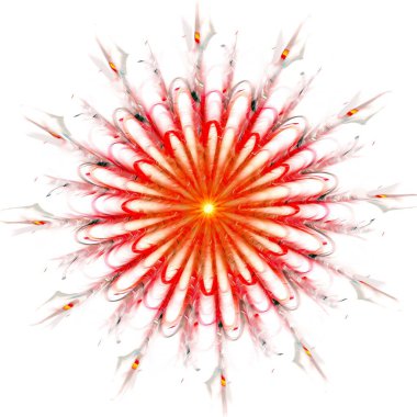 Simetrik fraktal çiçek, kırmızı dijital sanat yaratıcı grafik için 