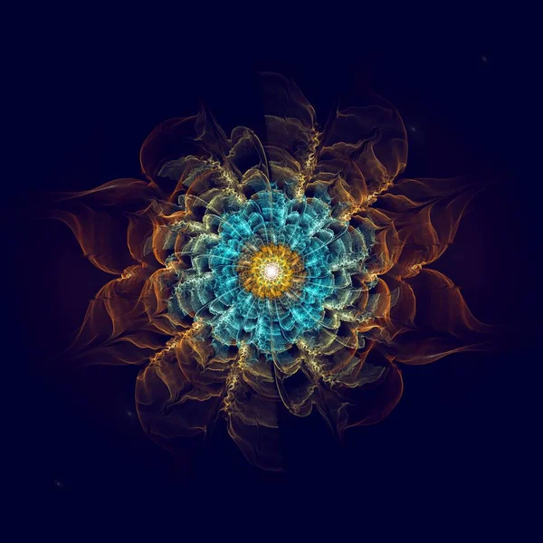 Simetrik Fraktal Çiçek Yaratıcı Grafik Için Dijital Sanat — Stok fotoğraf