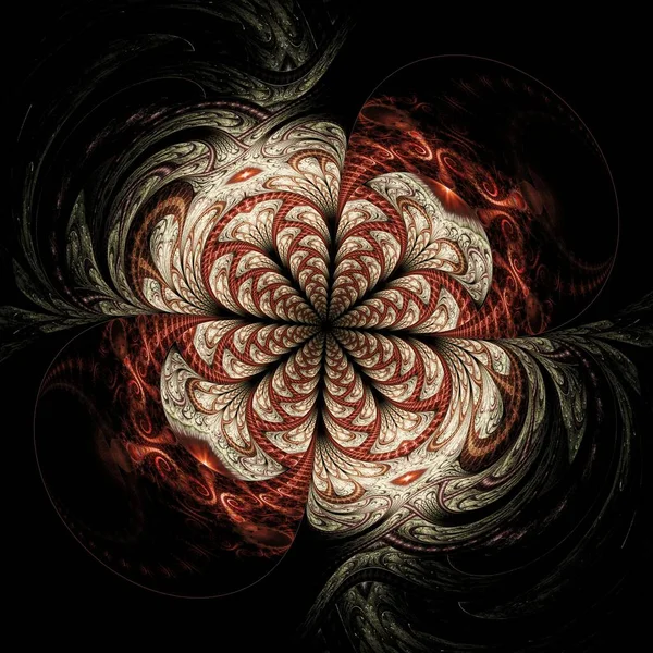 Symmetrische Fraktale Blume Digitales Kunstwerk Für Kreative Grafik — Stockfoto