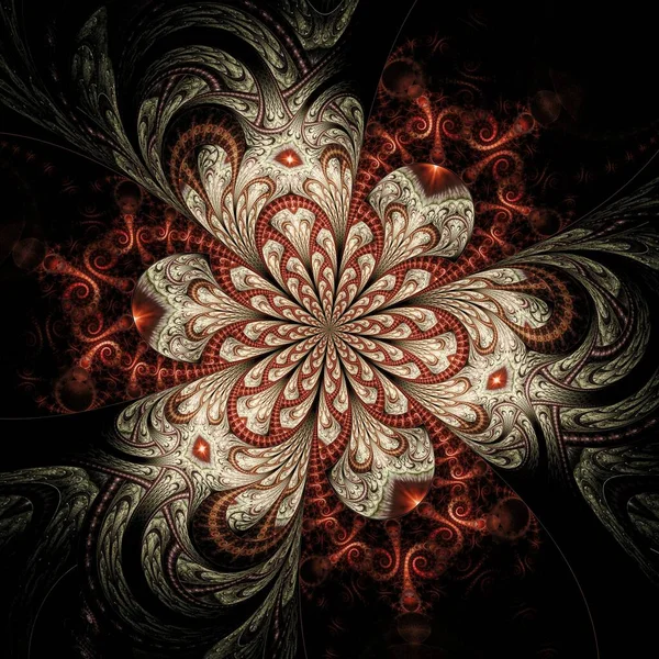 Symetryczne Fraktal Kwiat Cyfrowych Dzieł Sztuki Dla Kreatywnych Grafików — Zdjęcie stockowe