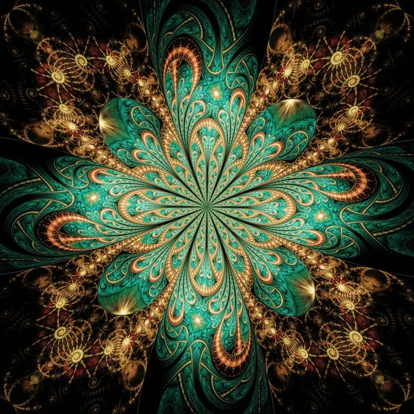 Bunga Fraktal Simetris Karya Seni Digital Untuk Grafis Kreatif — Stok Foto