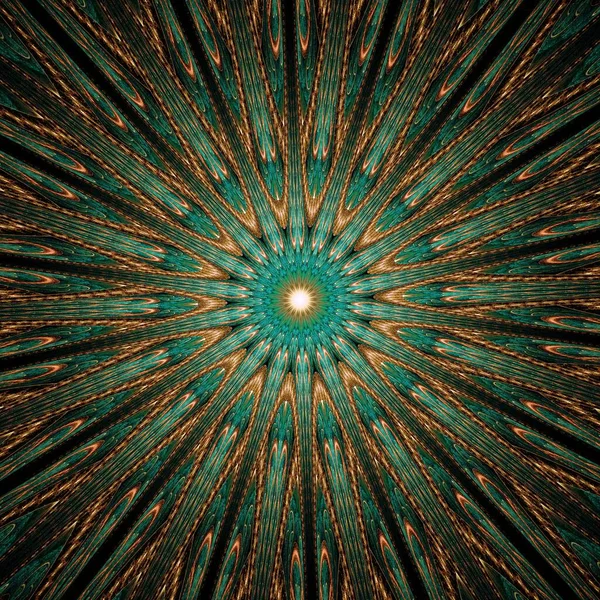 Symmetrical Gold Green Fractal Flower Digital Artwork Creative Graphic — 스톡 사진