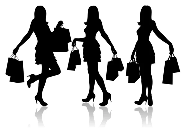 Mulheres com sacos de compras — Vetor de Stock