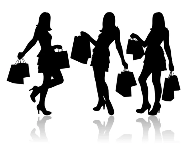 Mulheres com sacos de compras — Vetor de Stock
