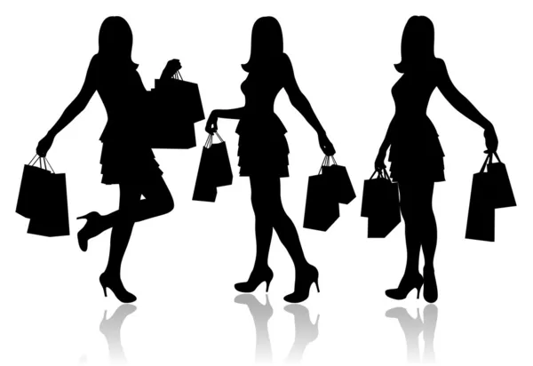 Donne con borse della spesa — Vettoriale Stock