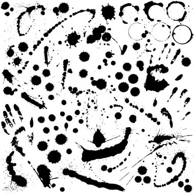 Ink splats and prints clipart