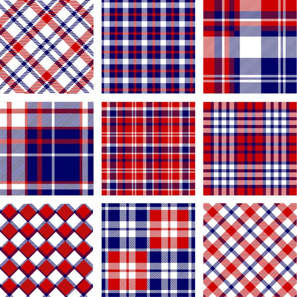 Motifs à carreaux, couleurs du drapeau américain — Image vectorielle