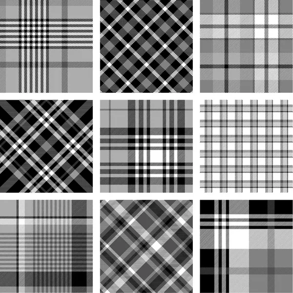 Black and white plaid patterns — Stock Vector