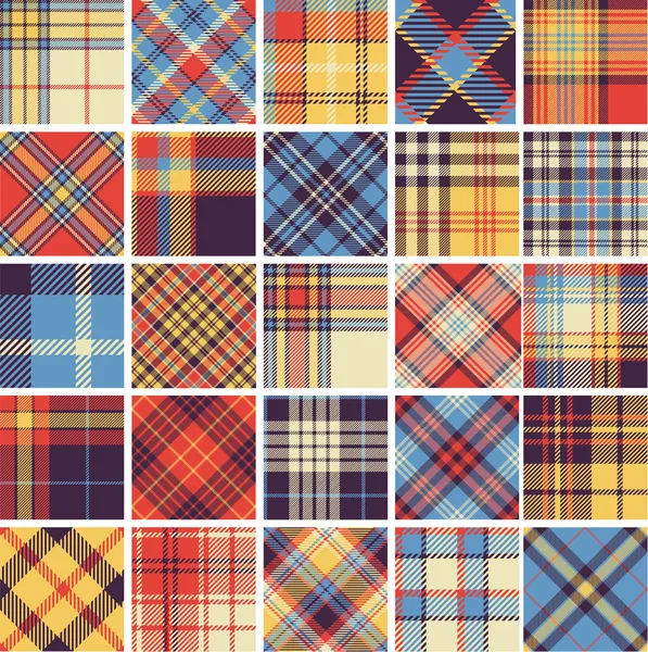 Big set of seamless tartan patterns — Stock Vector