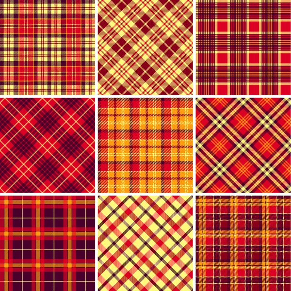 Conjunto de padrões de tartan sem costura — Vetor de Stock