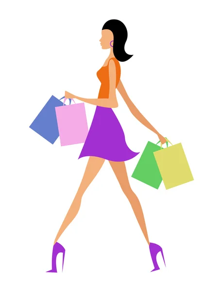 Chica de compras — Vector de stock