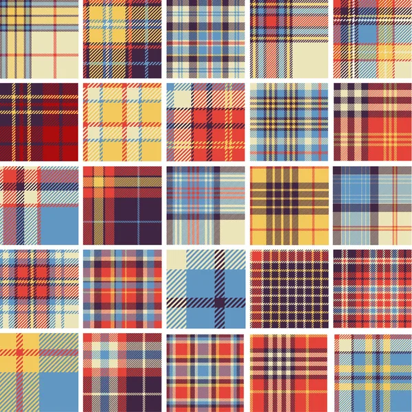 Grand ensemble de motifs tartan sans couture — Image vectorielle