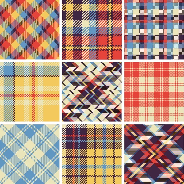 Set van naadloze tartan patronen — Stockvector