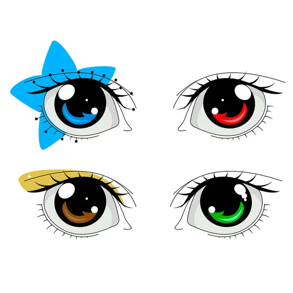 Anime Olhos Conjunto Vetor Ilustração — Vetor de Stock