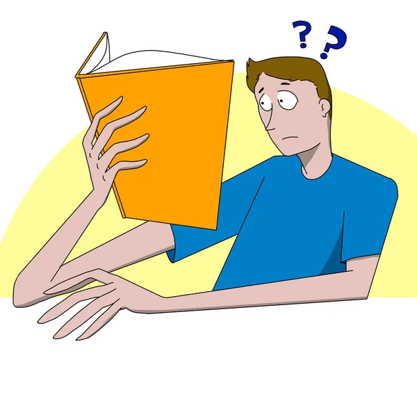 Bir kitap okurken hayrete düşmüş genç bir çocuğun tasviri