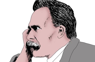 Alman filozof Friedrich Nietzsche 'nin gerçekçi çizimi