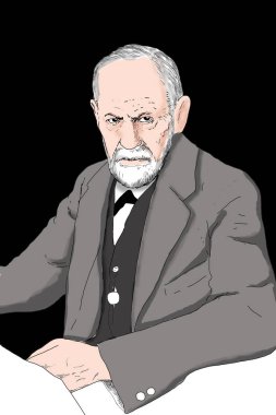 Avusturyalı psikanalist Sigmund Freud hakkında gerçekçi çizimler