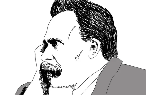 Illustrazione Realistica Del Filosofo Tedesco Friedrich Nietzsche — Foto Stock