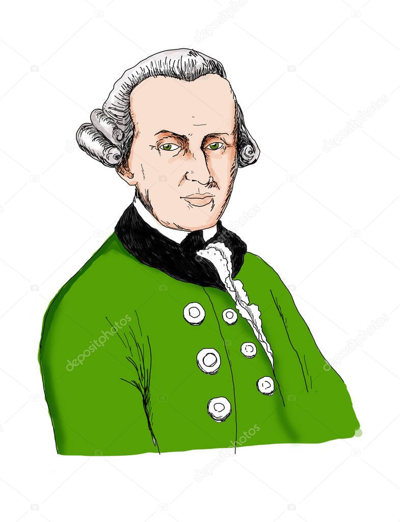 Realistic illustration of the Prussian philosopher Emmanuel Kant