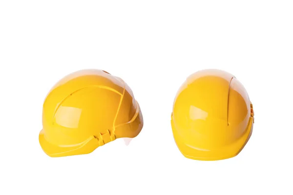 Close Yellow Building Safety Helmet Hard Hat Isolated White Background — 스톡 사진