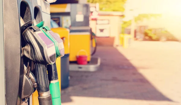 Colorful Petrol Diesel Nozzles Dispenser Machine Gas Fuel Station — Foto de Stock