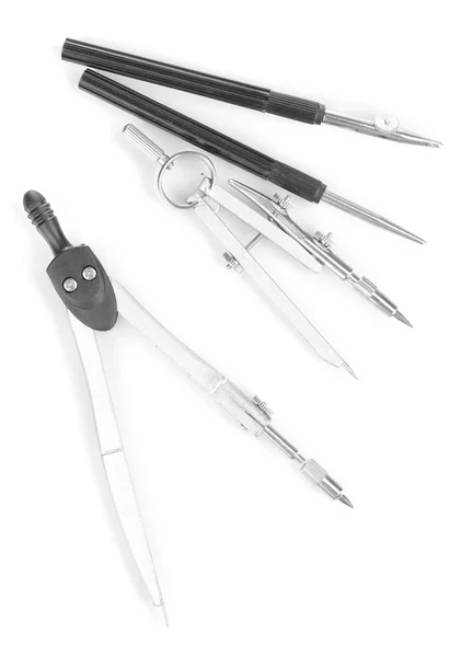 Drafting instruments isolated on white — Stock Photo, Image