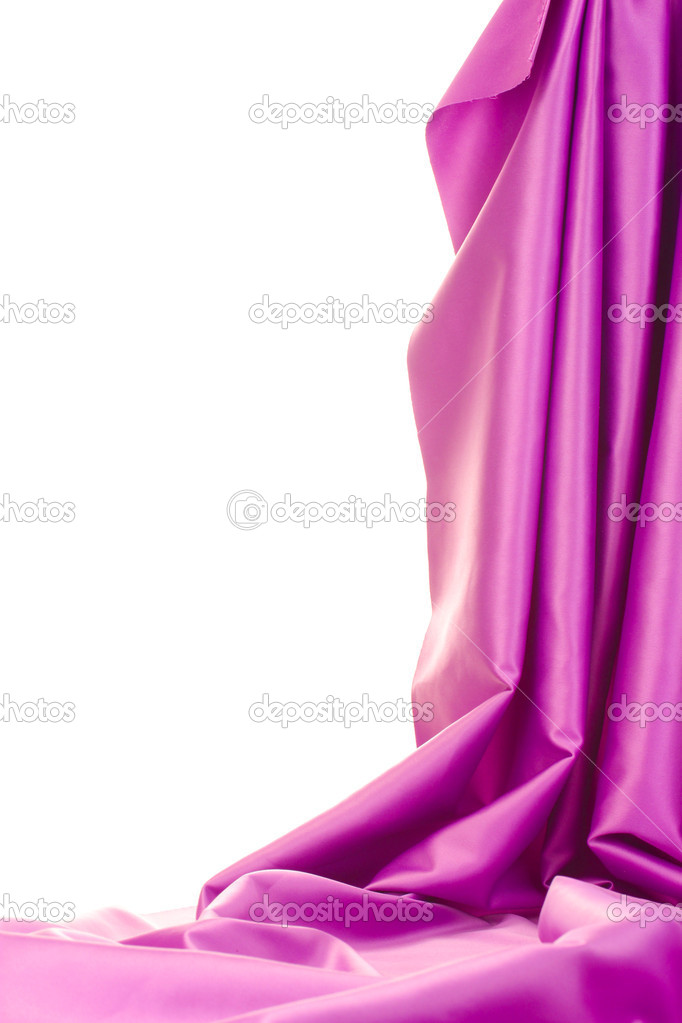 Purple silk drape isolated on white