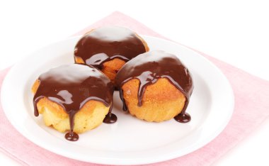 izole üzerine beyaz çikolata ile iştah açıcı cupcakes