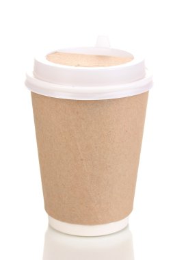 kağıt bardak kahve üzerine beyaz izole