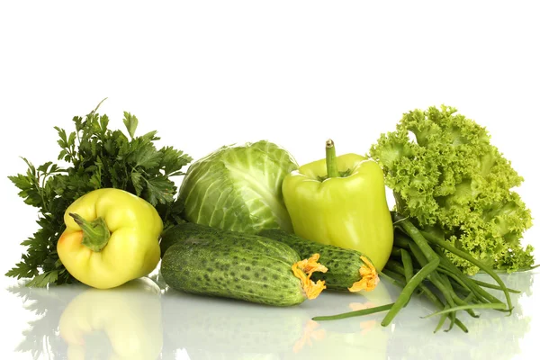 Zelená zelenina, izolované na bílém — Stock fotografie