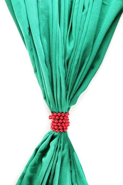 Zeleného sukna, s perlami, izolované na bílém — Stock fotografie