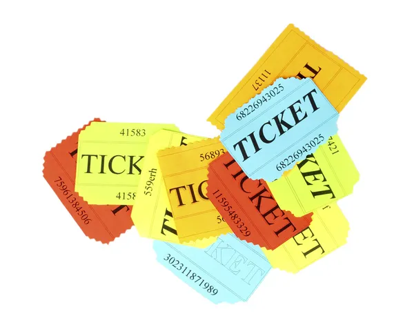 Colorful tickets isolated on white — Stock Photo, Image