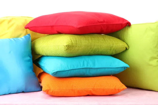 Colorful pillows isolated on white — Stock Photo, Image