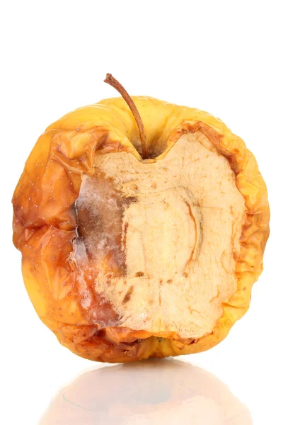 皮膚の問題、白で隔離される概念として黄色のかびの生えたリンゴ — ストック写真