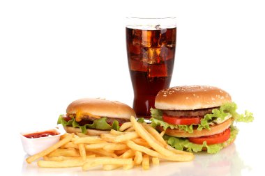 Fast food üzerinde beyaz izole