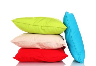 Bright color pillows isolated on white